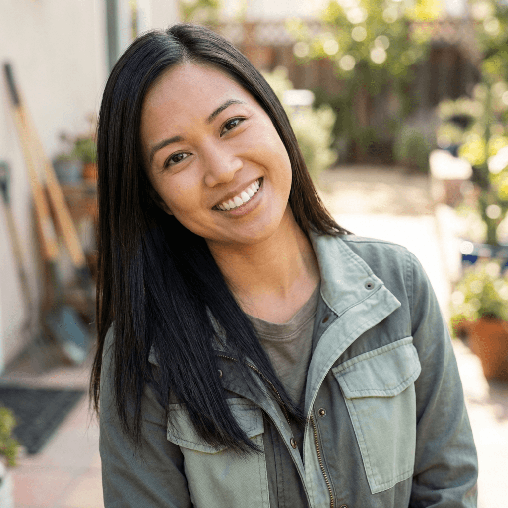 Portrait of a female client in her mid 20s, looking serene