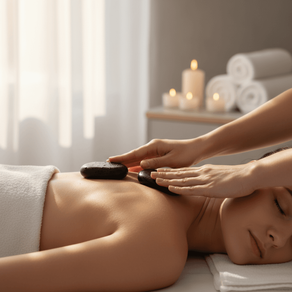 Warm stone therapy at Vuyk Wellness Center